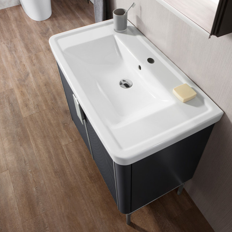 toto浴室柜85cm一体陶瓷洗手脸盆抽拉龙头防雾浴室柜组合