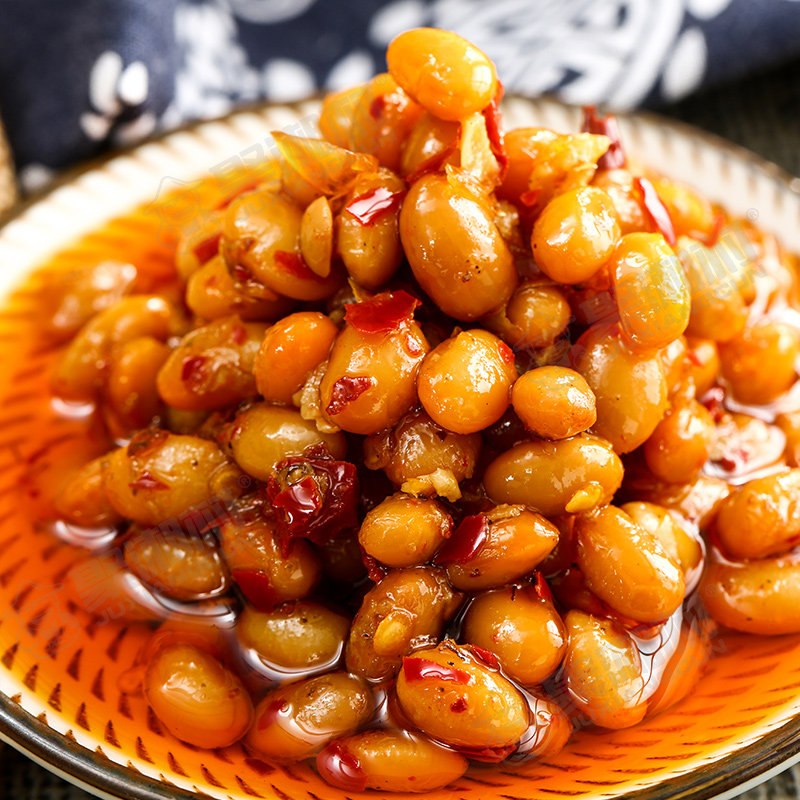 彩华调味品湖南特产梁嘉茶油腊八豆瓶装458g满两件包邮酱豆子