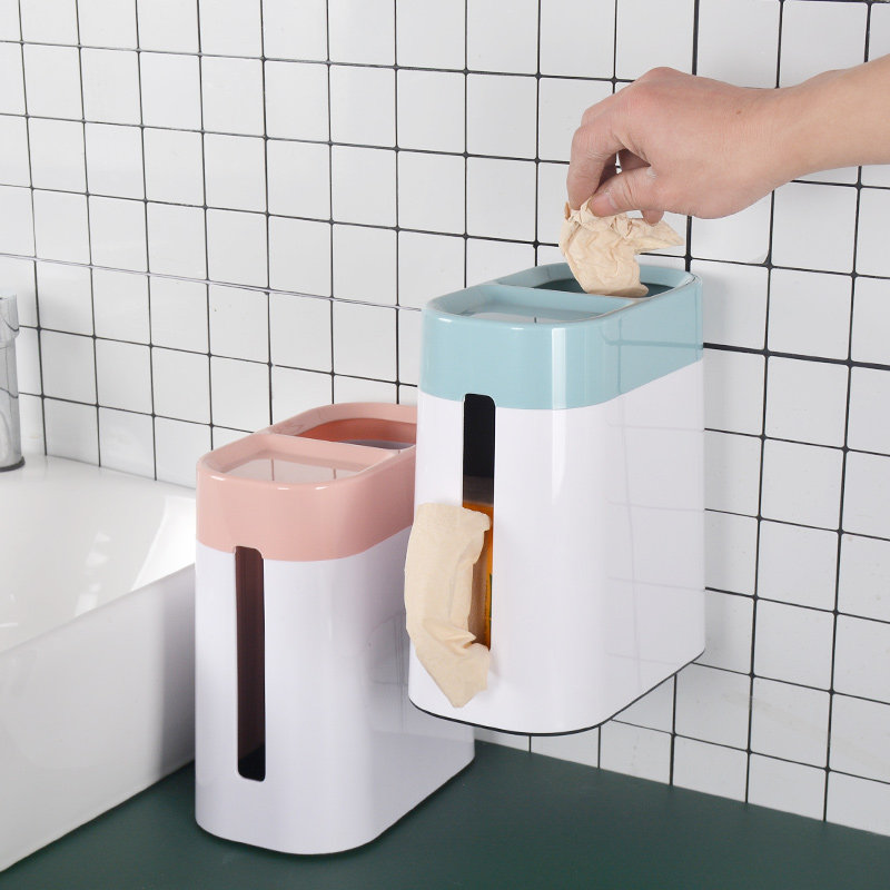 创意多功能桌面垃圾桶纸巾二合一家用办公办公桌桌上垃圾桶