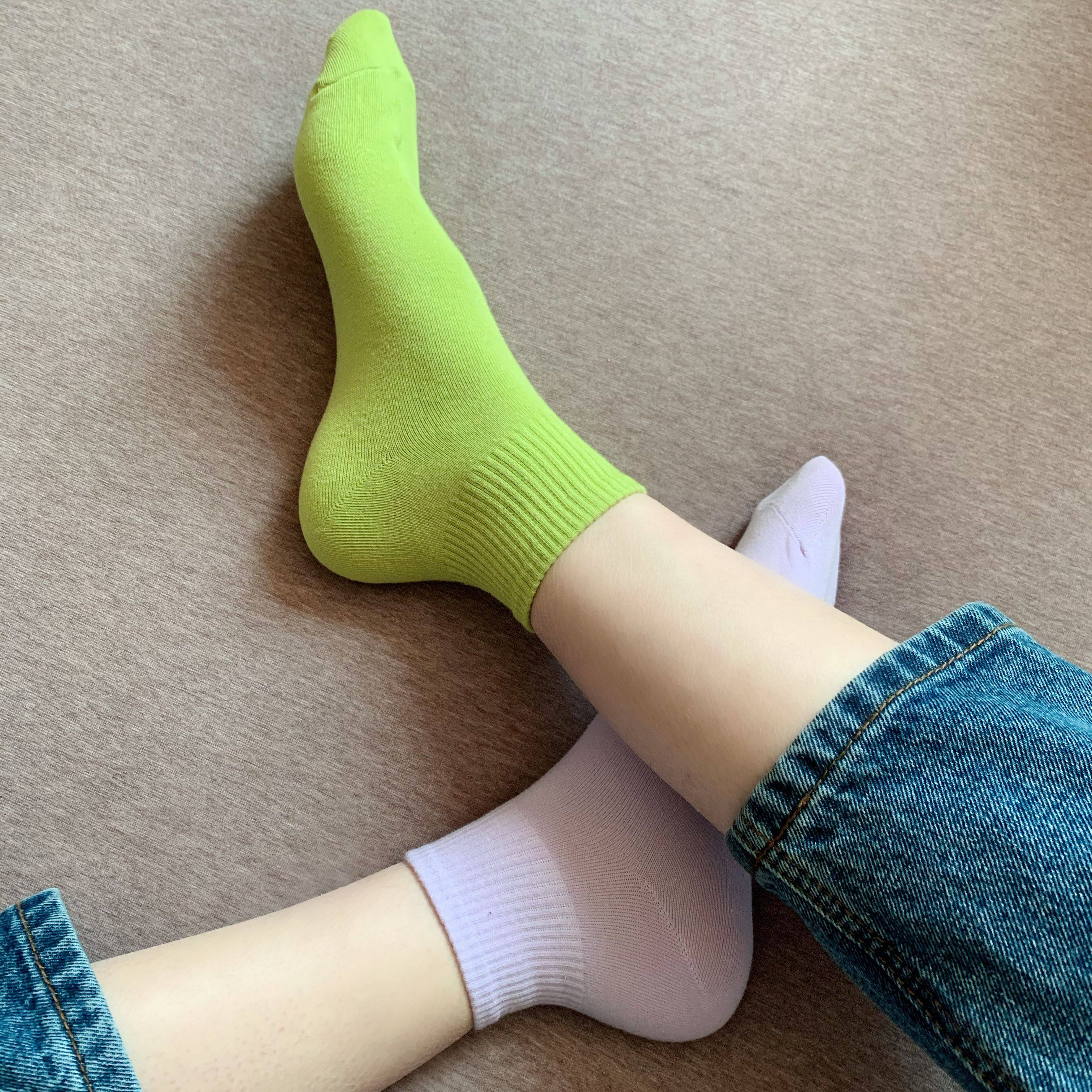 紫色春夏袜子女短袜网红糖果糖果色色浅夏季薄款短袜