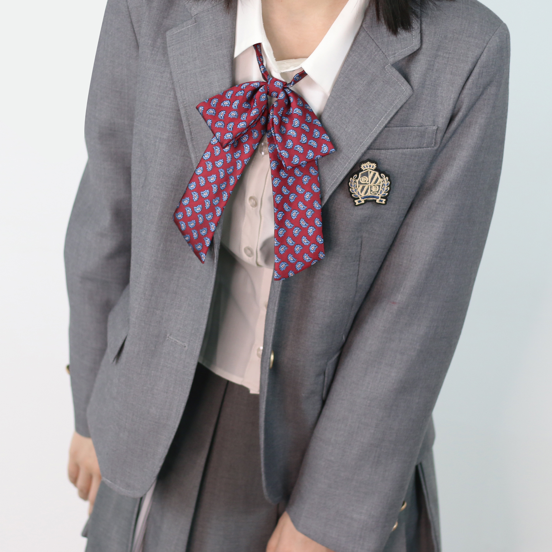 shindek原创作大垂柄领结长柄花酒红色学院jk领结