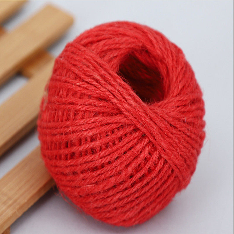 麻绳diy100米15mm手工天然彩色大红红色吊牌绳子