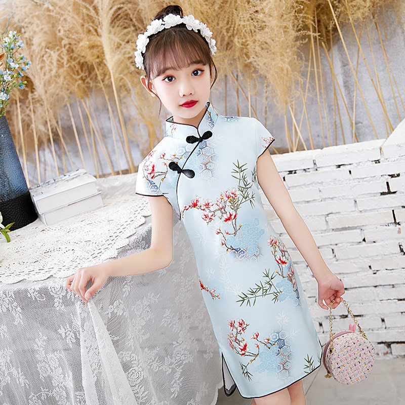 儿童旗袍夏季中国国风小女孩夏装女童改良洋气旗袍