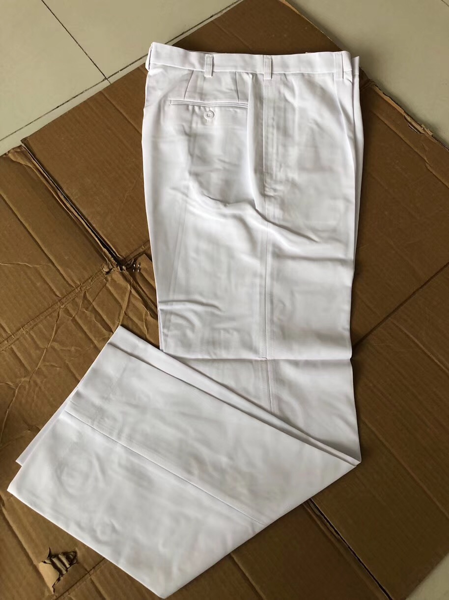 包邮正品白夏裤纯白夏服直筒户外上班长裤休闲商务正装白裤