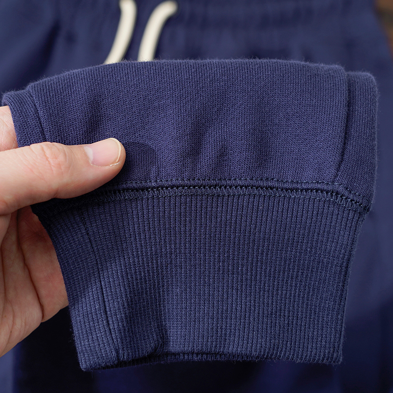 360g重磅纯棉毛圈布九分卫裤男女款复古纯色束脚秋季宽松运动长裤