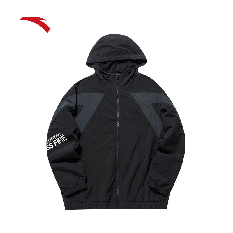 安踏外套男士2021秋季新款运动防风风衣连帽运动茄克