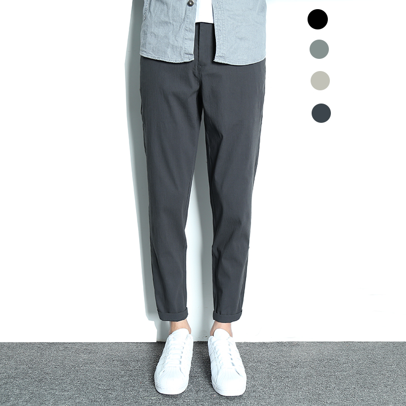 裤子男夏季薄款男士休闲九分裤男宽松直筒休闲裤男潮流百搭冰丝裤