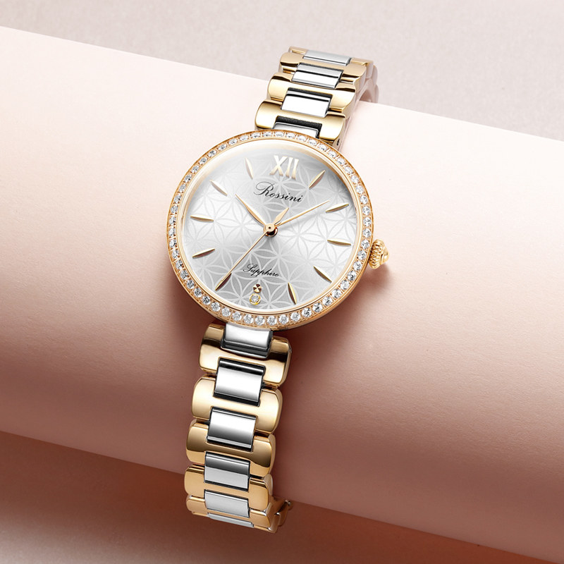 手表罗西尼女学生钢带正品石英表女士腕表519948国产腕表