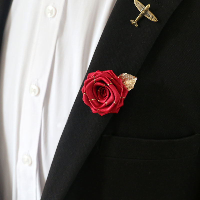胸花欧美饰品玫瑰花男士胸针聚会宴会新郎伴郎胸花