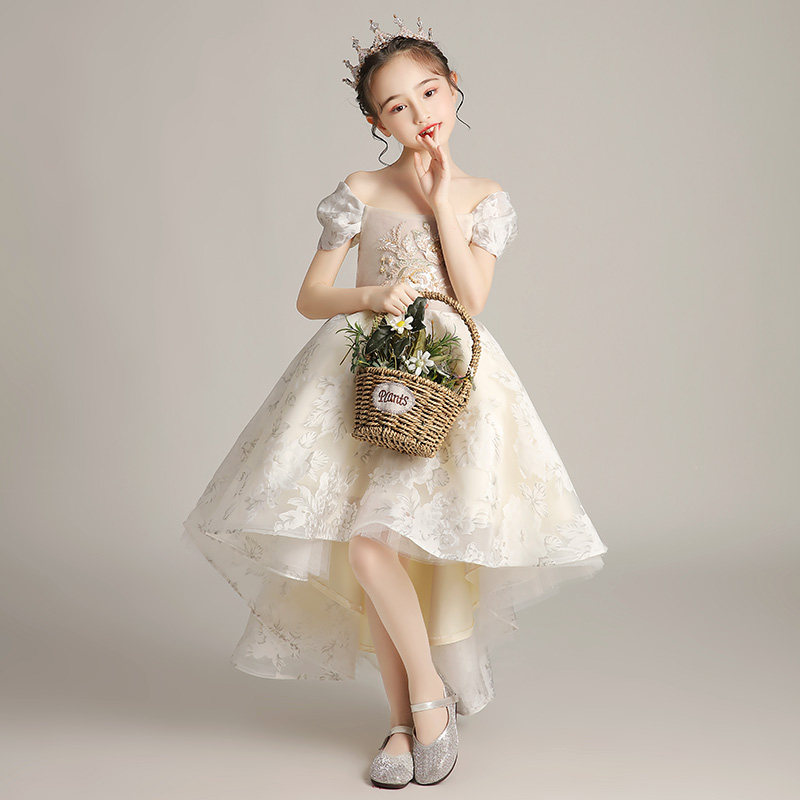 花童礼服女童公主裙高端儿童洋气主持人演出服小女孩生日蓬蓬纱夏