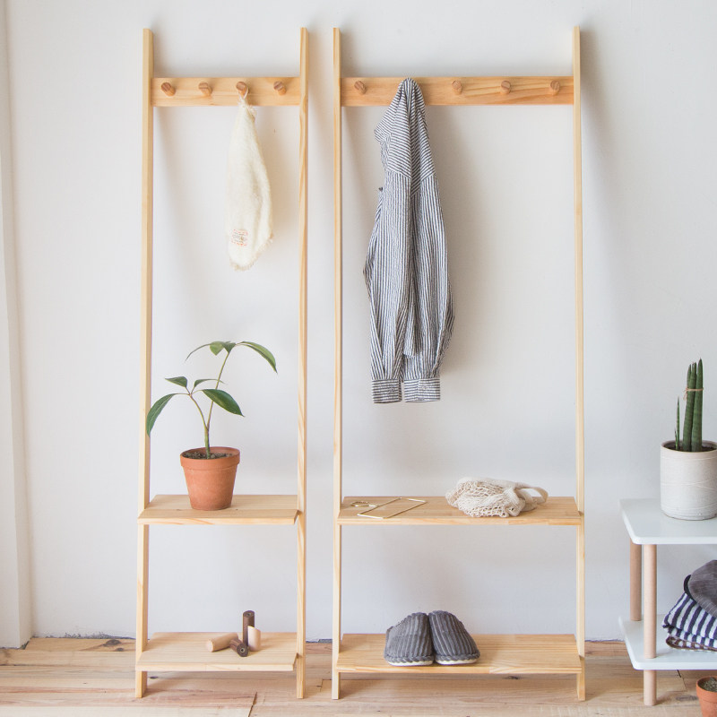 衣架实木靠墙挂衣北欧欧风落地衣帽架进门玄关衣帽架