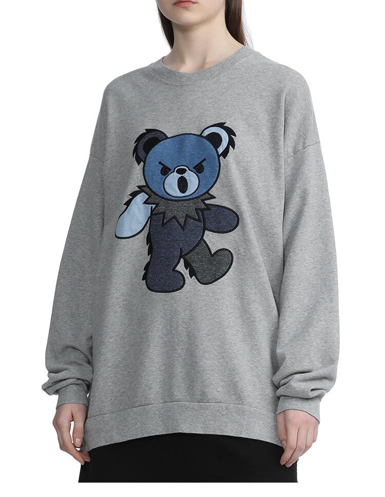 nya酱日系贵可爱暴力熊字母印花个性时尚圆领卫衣