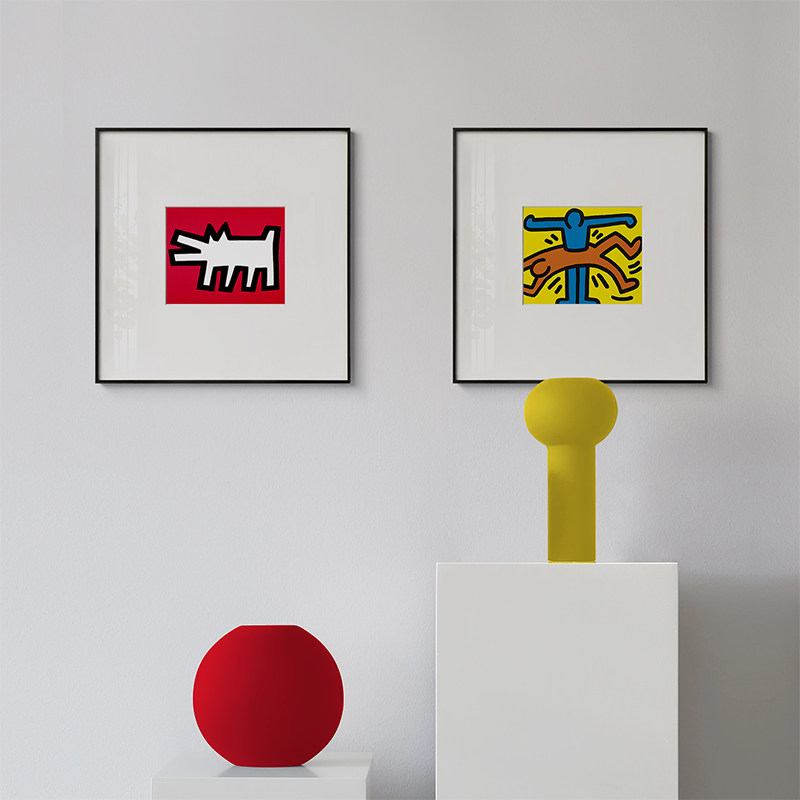 凯斯哈林涂鸦装饰画个性创意客厅方形壁画loft现代装饰画