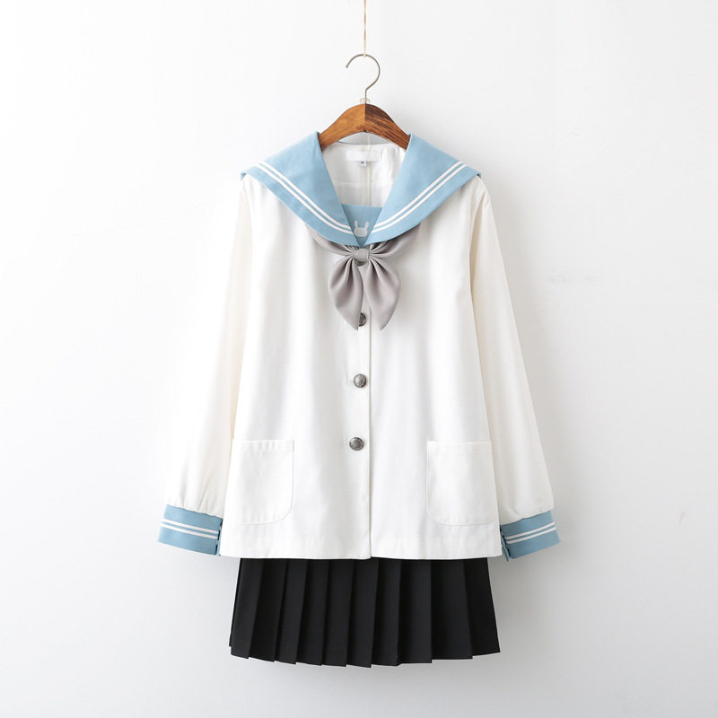 jk制服秋冬幼稚园乳白色衣服水色领白二本学生学生校服