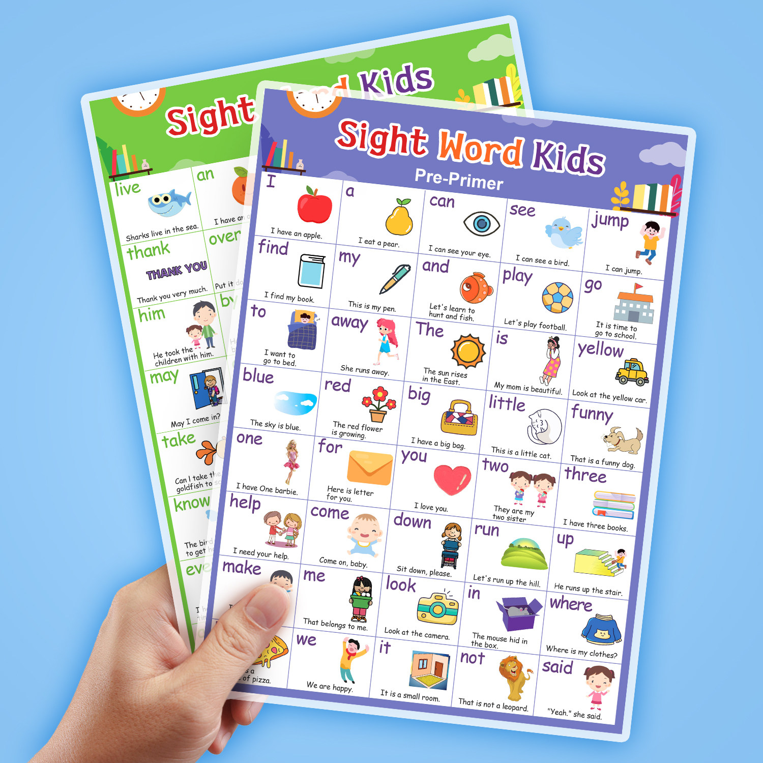 儿童英语220个高频sightwords英文常用单词挂图玩具挂图