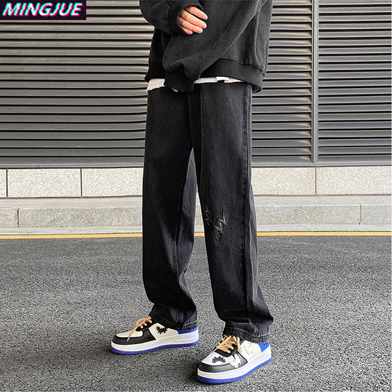 美式高街vibe风裤子高街ins潮欧美痞帅牛仔裤男设计感小众直筒裤