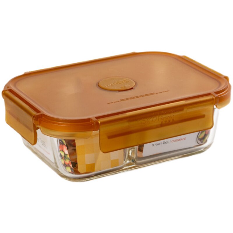 美国康宁玻璃饭盒分隔微波炉加热长方形保鲜大容量保鲜盒