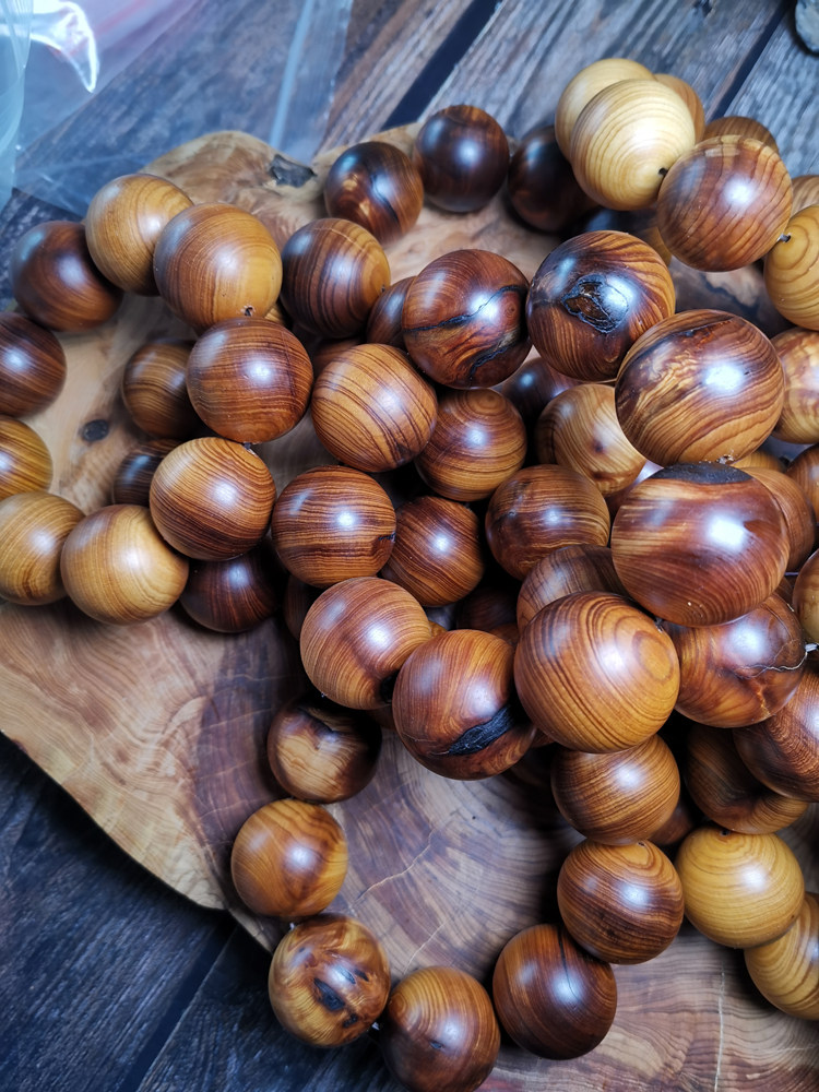 包邮太行陈化崖柏黑骨料30mm手串手持佛珠