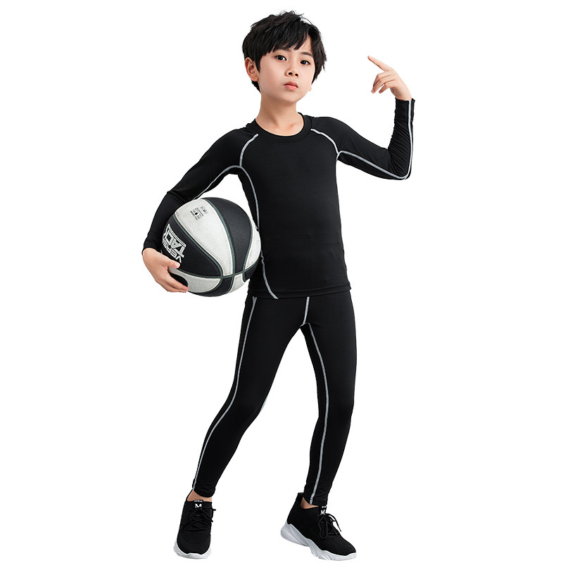 儿童篮球紧身衣训练服大童跑步速秋冬长袖体能健身衣