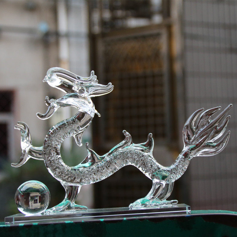 龙摆件摆件白水晶龙商务礼品开业办公工艺品十二生肖领导摆件