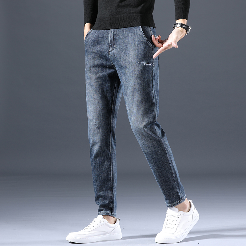 香港潮牌加绒加厚牛仔裤男2021冬季保暖宽松直筒长裤子男士秋冬款