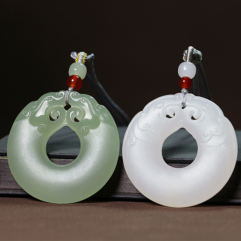 龙山白玉器羊脂吊坠平安扣项链玉佩文化龙玉佩护主颈饰