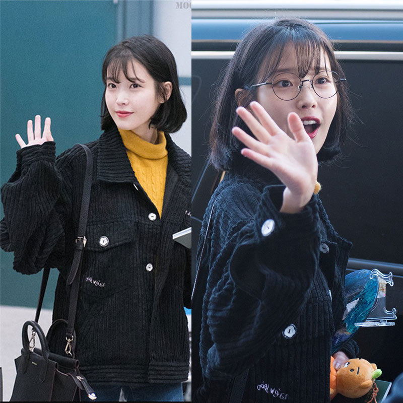iu夹克加厚bf原宿宽松冬装外套李智恩短款棉衣