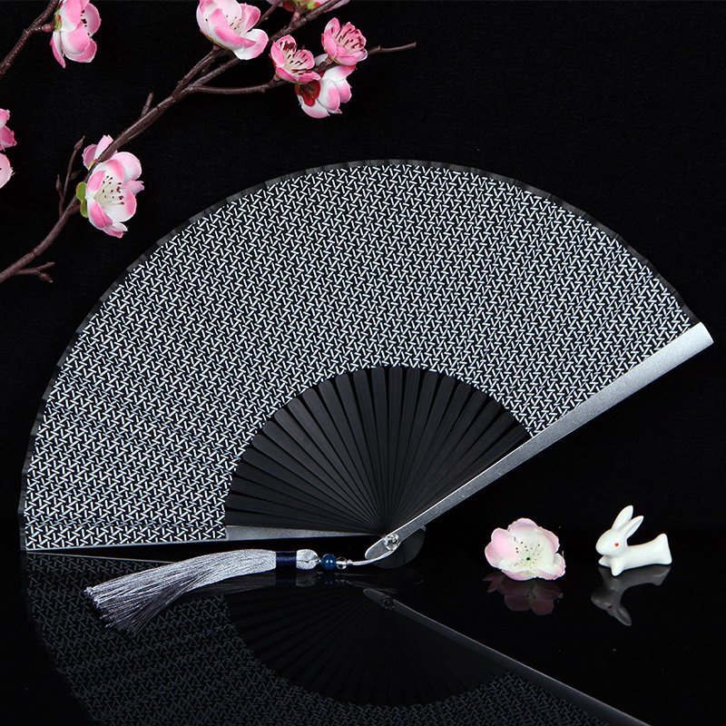 折扇中国国风铝合金不锈钢扇子功夫纯色炫酷礼品扇子