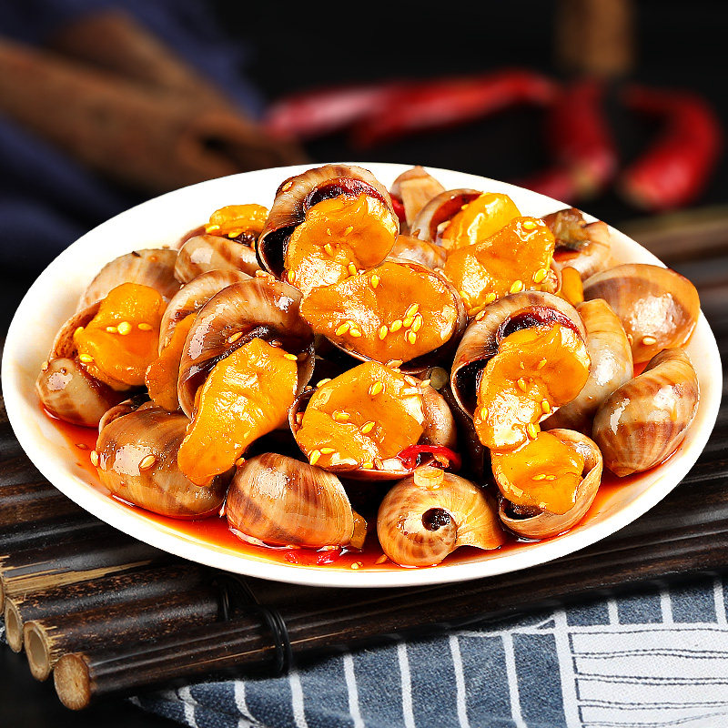 香辣即食罐装海螺老婆袋装熟食鲍螺贝类制品