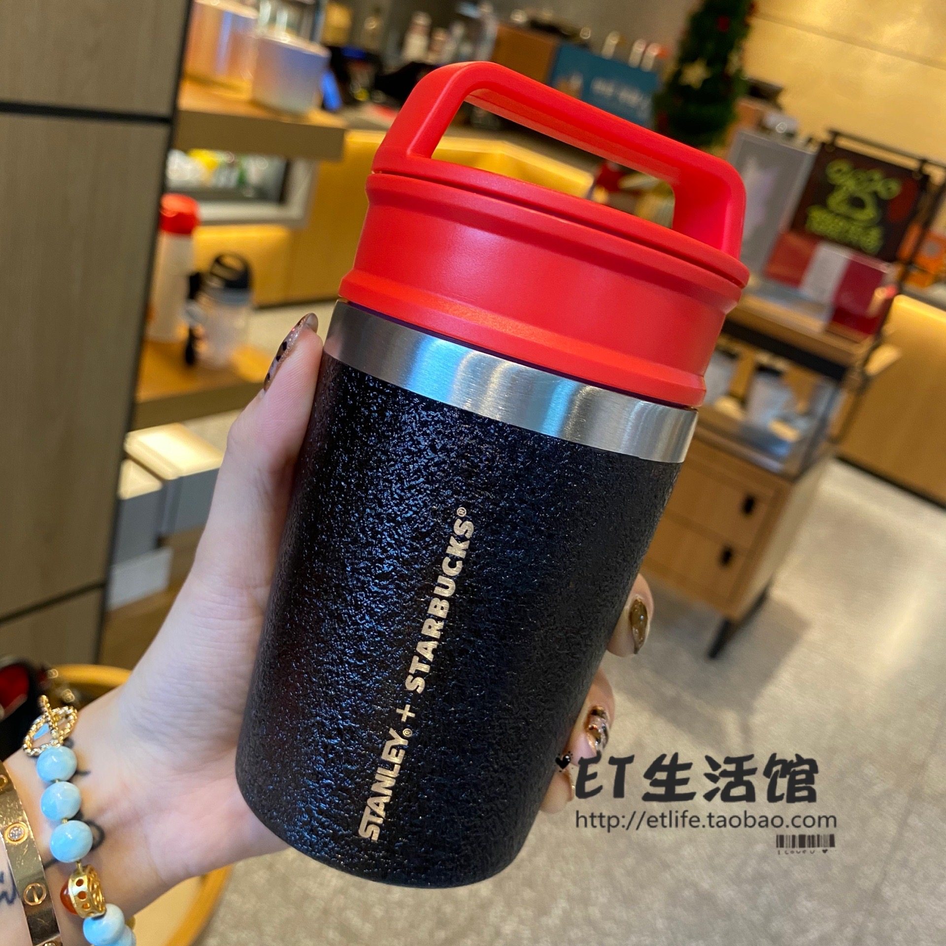 星巴克杯子红黑圣诞黑金stanley合作经典配色不锈钢保温杯