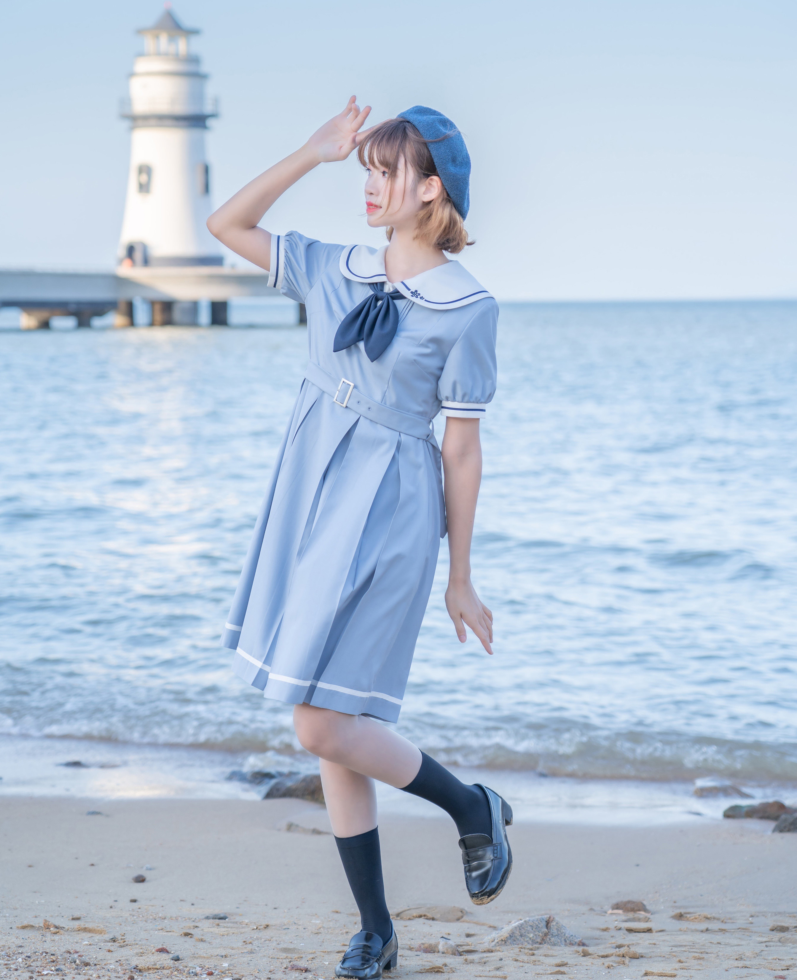 学院连衣裙夏季初中生高中生盛夏服校供日系甜美少女连衣裙