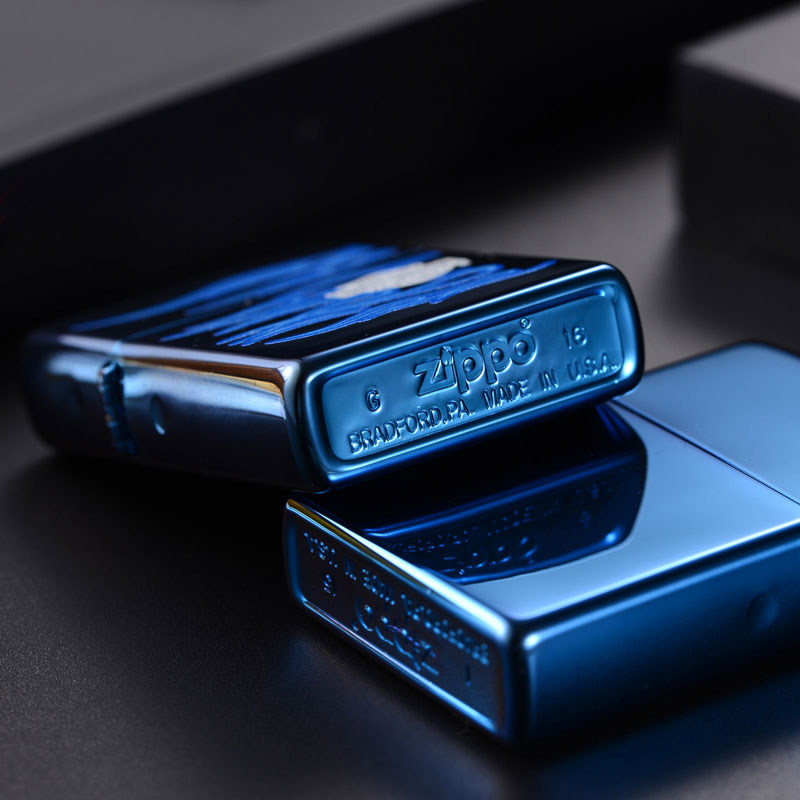 原装zippo打火机正品防风蓝冰哈雷蓝色火焰20711zippo
