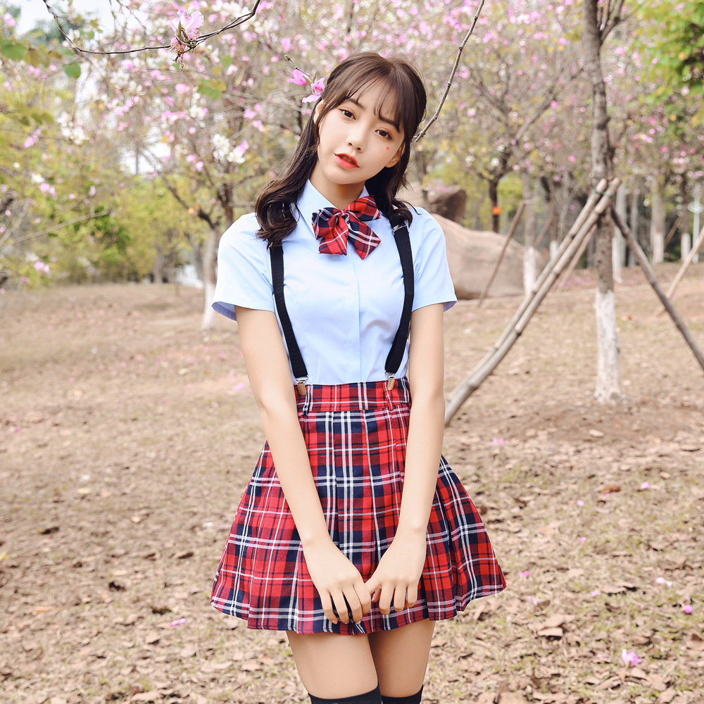 日韩学院校服套装泡泡女生可爱淑女装背带学生学生校服