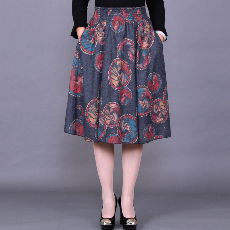 馨暖绒2018秋冬中老年半身短裙大摆中长款妈妈百搭跳舞大码半截裙