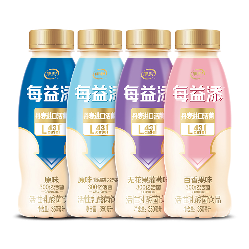 伊利旗舰店每益添活性乳酸菌饮料百香果无花果葡萄味整箱