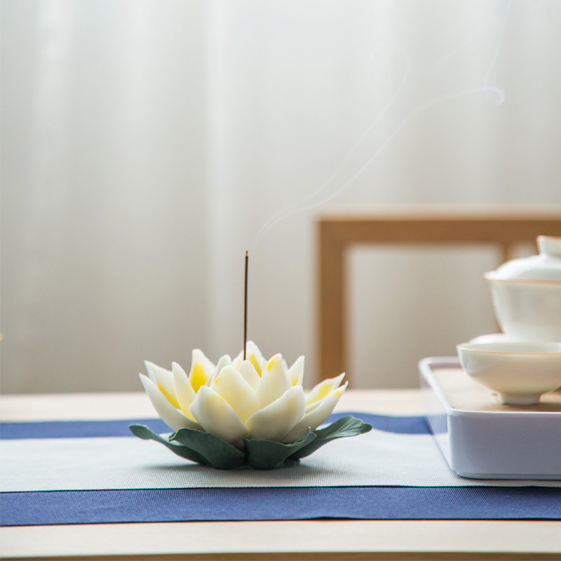 荷花茶道茶席香道陶瓷花香禅意手工摆件精品茶道