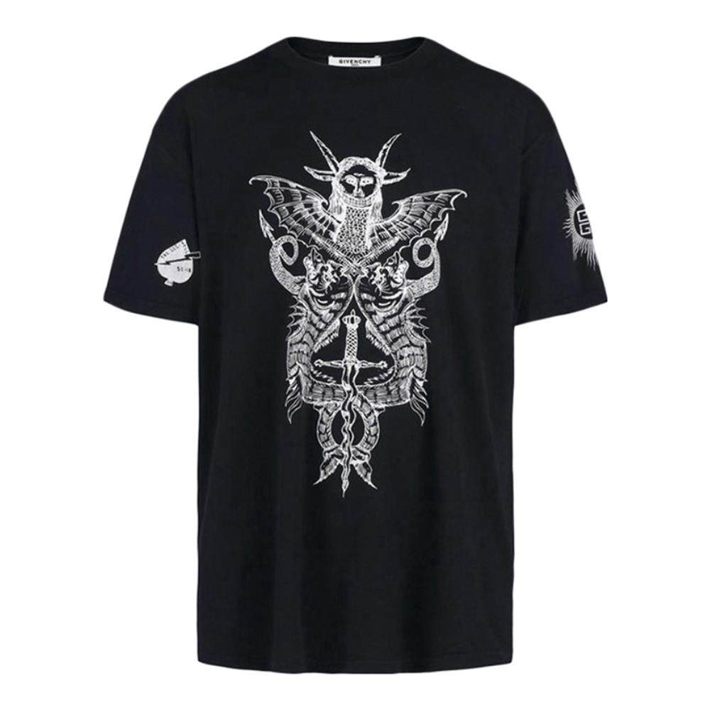 givenchy纪梵希男士黑色棉质印花短袖t恤