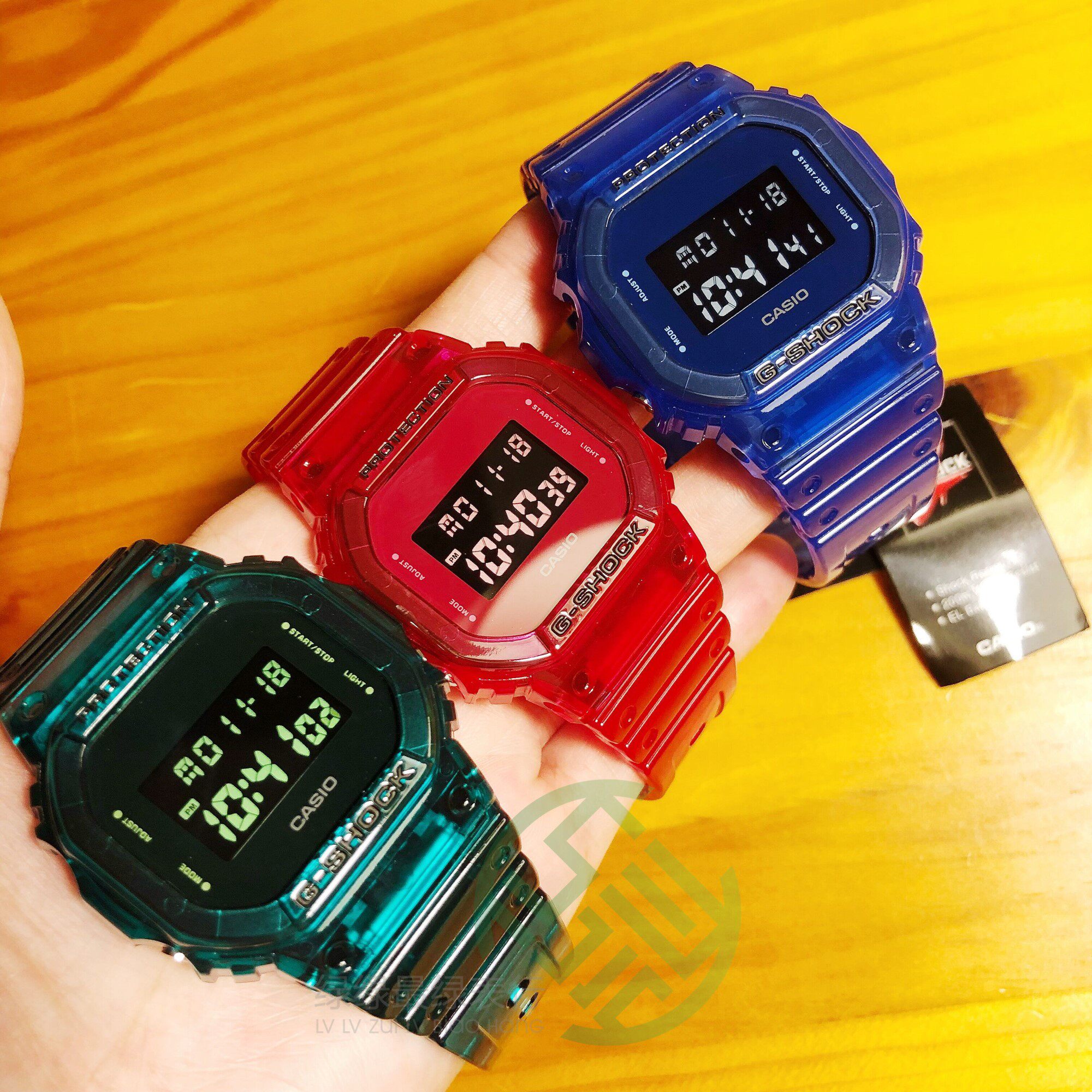 卡西欧g-shock果冻透明绿dw-5600sb-2/3/4 ga-400sk-1a4防水手表