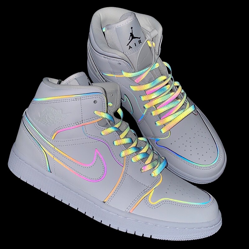 全息lol变色龙适配aj13鞋带反光炫彩鞋带