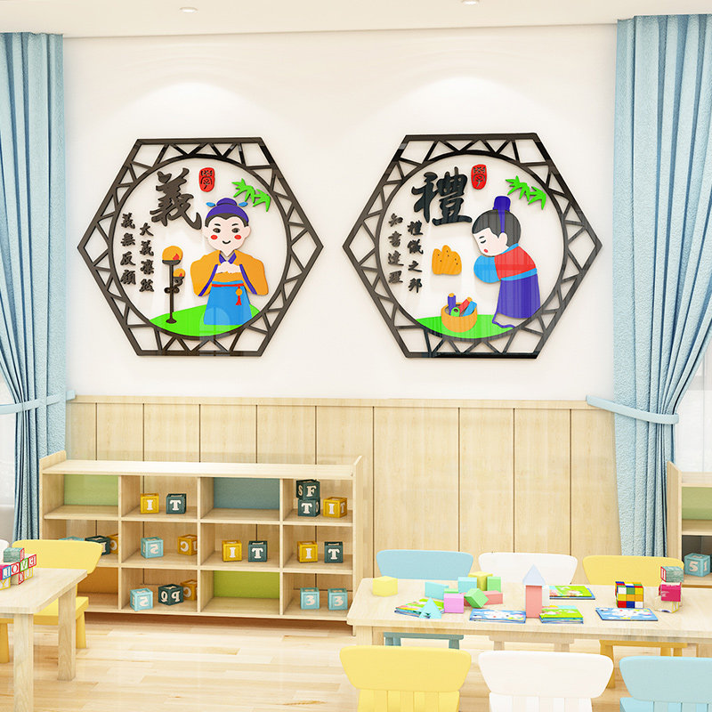 幼儿园墙面装饰国学经典教室布置文化环创材料墙贴