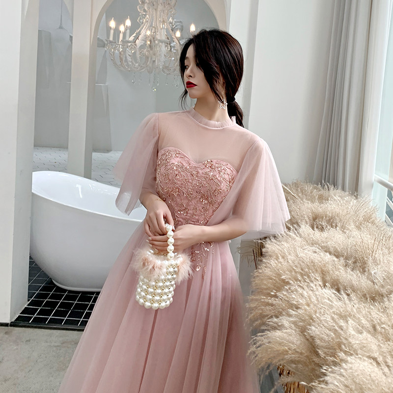 伴娘粉色创意服仙气质简约大气姐妹裙韩礼服平时礼服