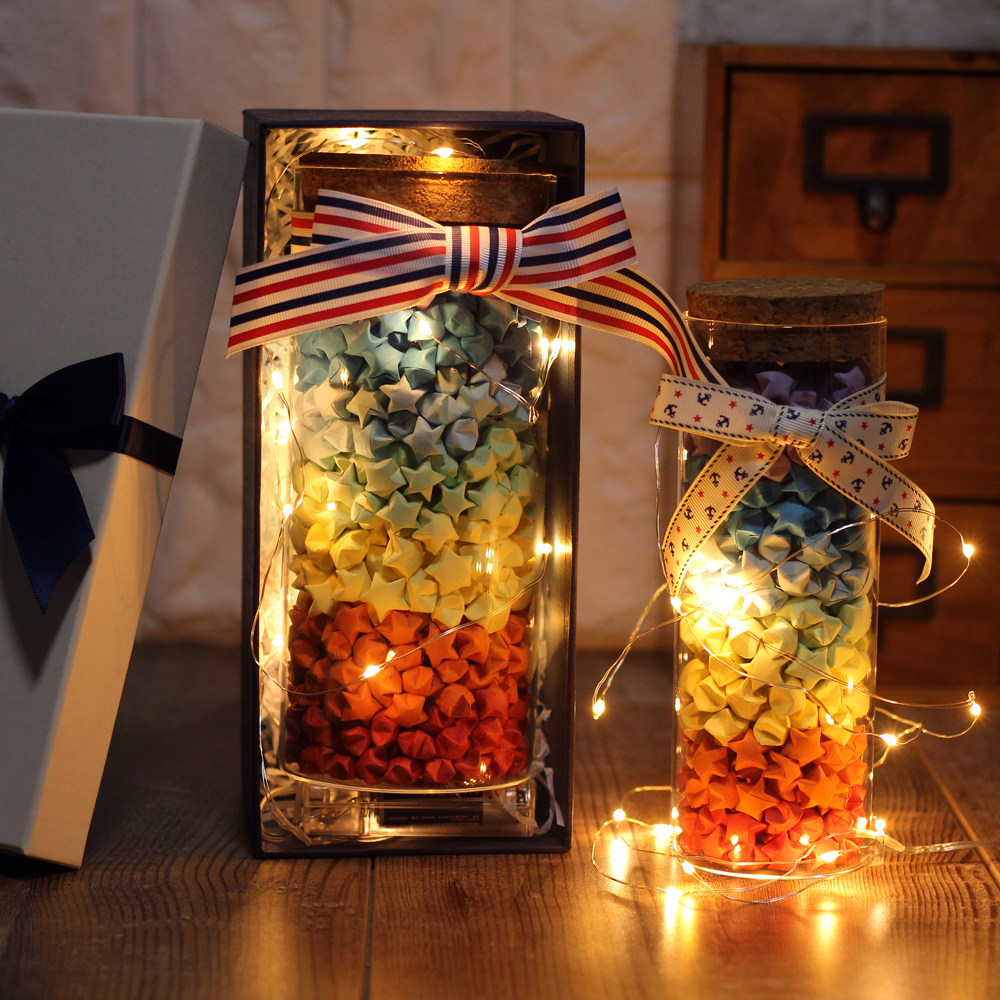 星星瓶子大号玻璃瓶夜光520生日礼物创意送男友幸运星折纸条手工