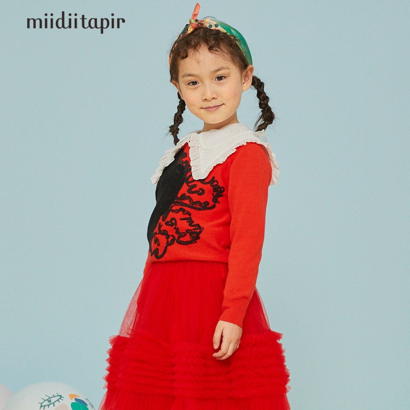 套头谜底童装新品中大男女女童暗纹中款毛衫毛衣