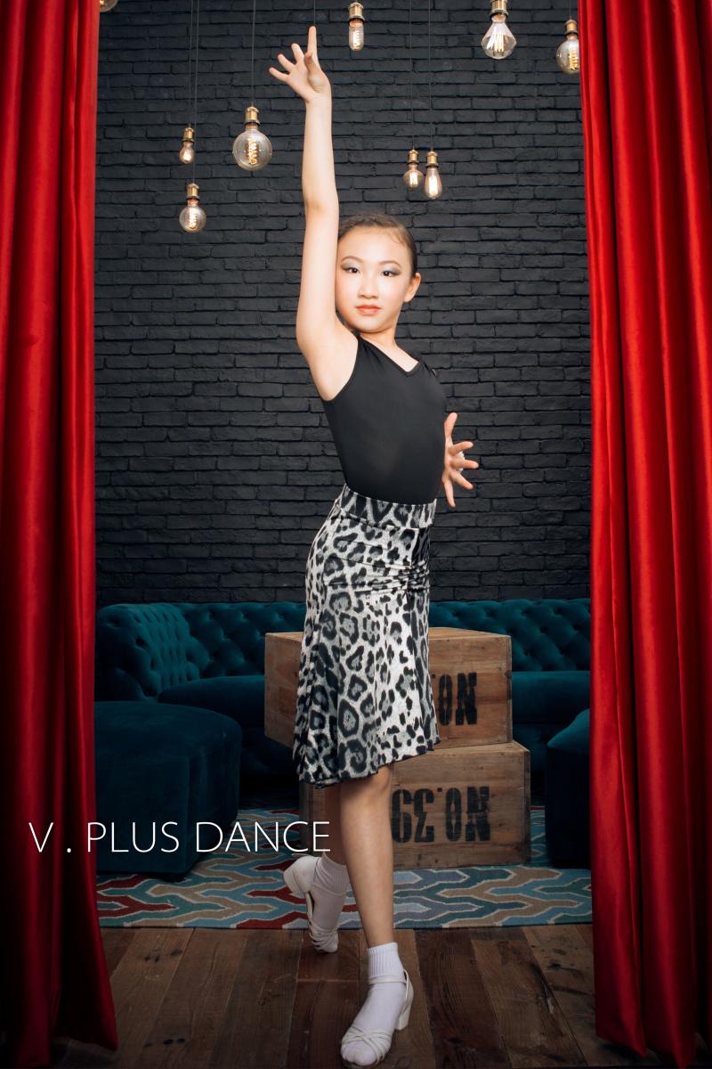 vplusdance高雪少儿拉丁舞吊带背心半裙套装练习拉丁舞下装