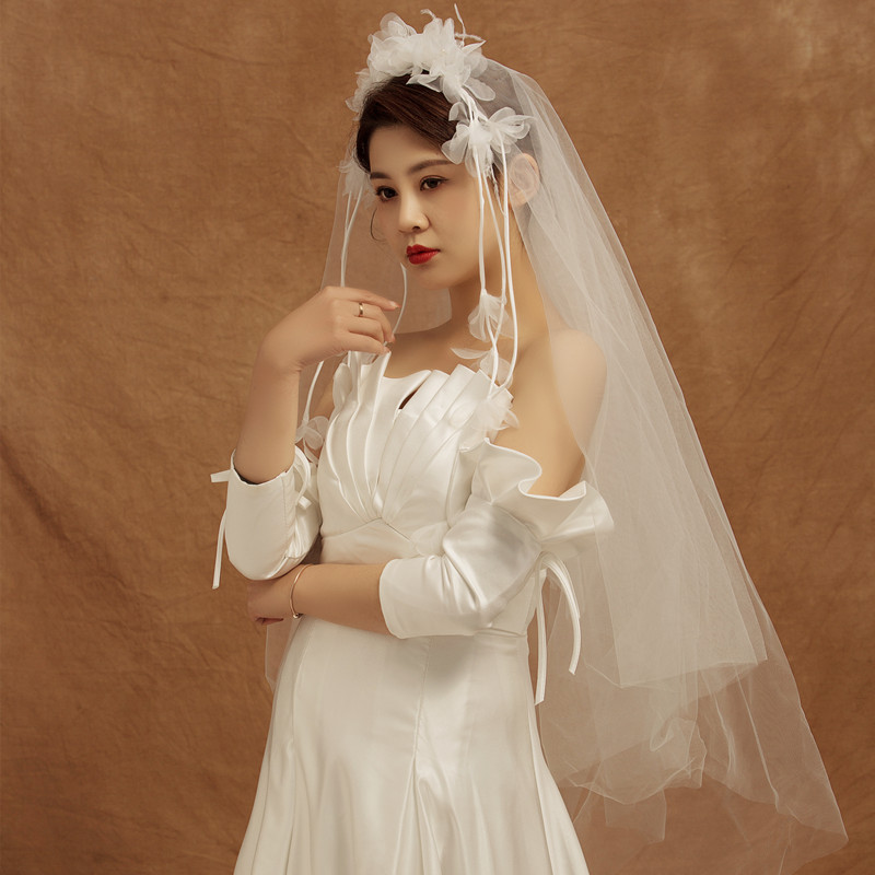 新娘头纱女复古结婚婚纱头巾头纱头饰超仙森系头纱