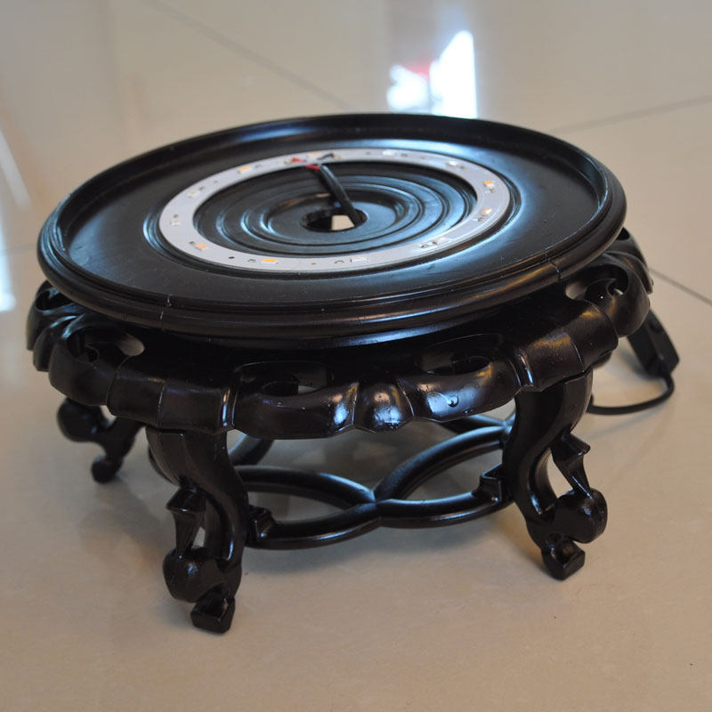 底座鱼缸花木圆柱形五彩灯光玻璃瓶木架摆件托架其它水族用具设备