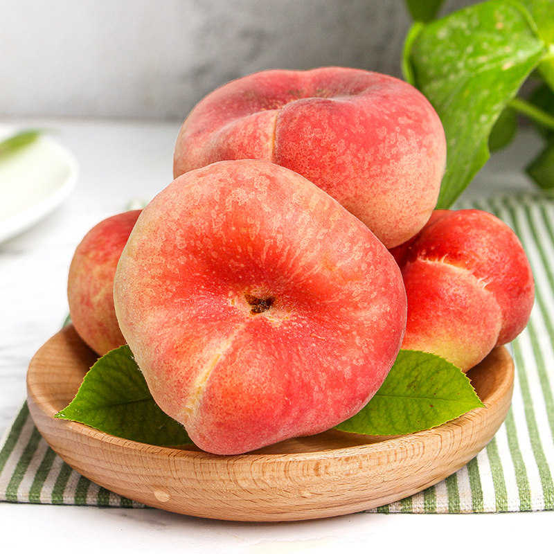 蟠桃新鲜山东扁桃5斤纽扣桃子时令水果当季桃