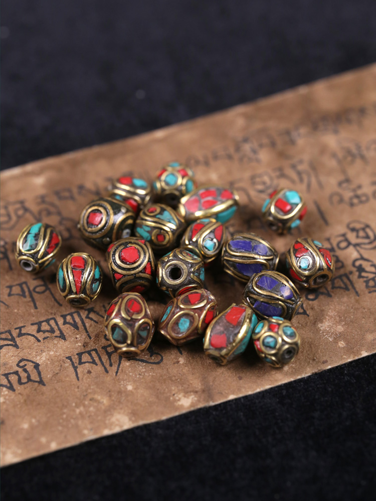 隔珠尼泊尔手工铜珠散珠diy民族风景泰蓝星月菩提其他diy饰品配件
