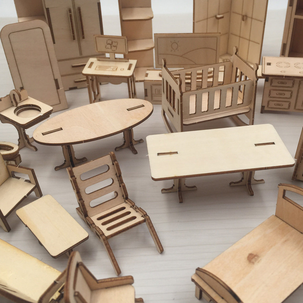 木质拼装微缩建筑沙盘室内户型做模型diy材料家具 手工制作迷你