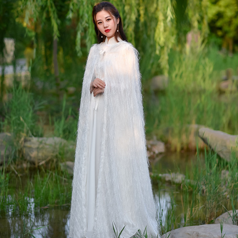 2020春夏新款雪纺百搭超仙海边度假防晒仙女古风连帽斗篷长款披风